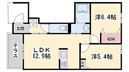 ピッソマリオB 2LDKの間取図画像