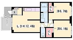 ロジュマン2 2LDKの間取図画像
