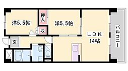 リーベンハイツ 2LDKの間取図画像