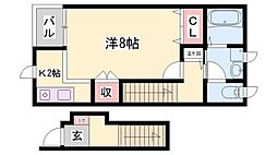 ル・シエール姫路 1Kの間取図画像