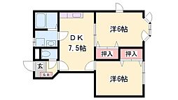 S&R2 2DKの間取図画像
