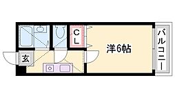 プラム書写 1Kの間取図画像