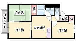 プリシェール西明石B棟 3DKの間取図画像