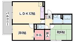 ウエストハイツ 2LDKの間取図画像