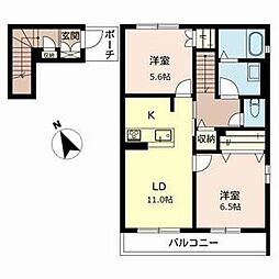 シャーメゾン美翠 2LDKの間取図画像