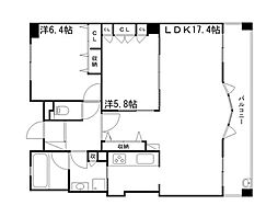 グラジオ北条口 2LDKの間取図画像