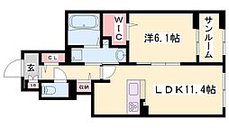 GRACEリンデンバン3 1LDKの間取図画像