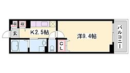 オーブ 1Kの間取図画像
