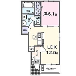 明石市和坂3丁目アパート 1LDKの間取図画像