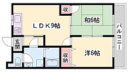 ハイツパディーサイドA棟 2LDKの間取図画像