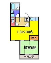 サンモール大井 1LDKの間取図画像