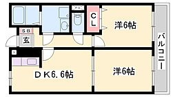 はいつさくらんぼ3 2DKの間取図画像