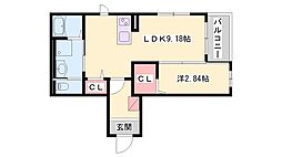 オーパス北在家 1LDKの間取図画像