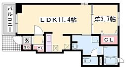 サンパティーク 1LDKの間取図画像