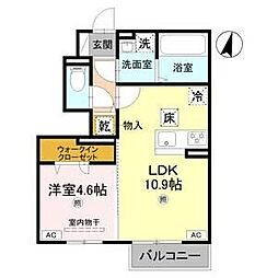 リアン平松A棟 1LDKの間取図画像