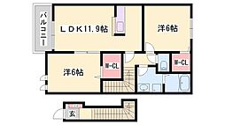 アンボヌール 2LDKの間取図画像