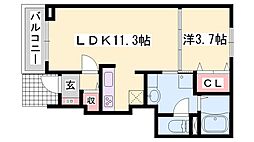 ブルースカイ 1LDKの間取図画像
