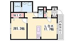 ラ・フレーズ田寺 1LDKの間取図画像