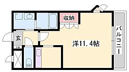 ツインズコート相生壱番館 1Kの間取図画像