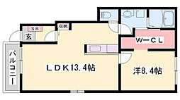 パジェール・トロワA棟 1LDKの間取図画像
