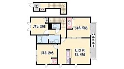 パルテール・加古川A 3LDKの間取図画像