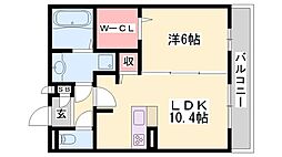 コルディアーレ 1LDKの間取図画像