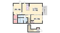 パークフロントエム 2LDKの間取図画像