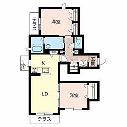サンヒルズ廣野 2LDKの間取図画像