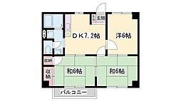 アメニティー白浜A棟 3DKの間取図画像