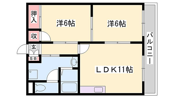 兵庫県姫路市町坪(賃貸マンション2LDK・2階・51.10㎡)の写真 その2