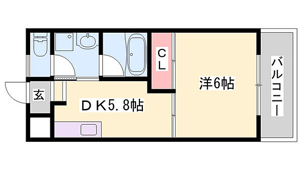 兵庫県姫路市琴岡町(賃貸マンション1DK・6階・30.16㎡)の写真 その2
