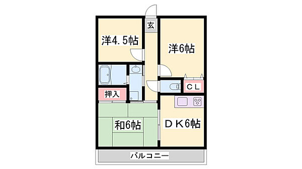 兵庫県姫路市広畑区西蒲田(賃貸マンション3DK・2階・48.00㎡)の写真 その2