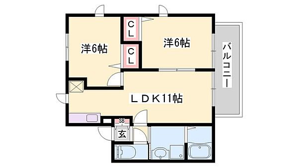 兵庫県姫路市広畑区城山町(賃貸アパート2LDK・2階・49.85㎡)の写真 その2
