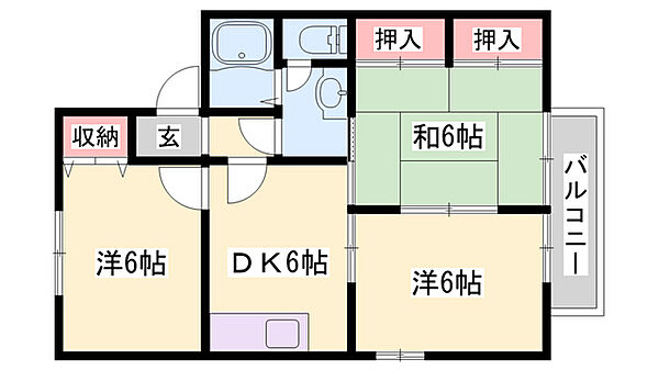 兵庫県高砂市神爪5丁目(賃貸アパート3DK・2階・53.60㎡)の写真 その2