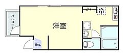 東急池上線 千鳥町駅 徒歩5分の賃貸アパート 2階ワンルームの間取り