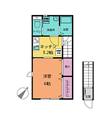 ジュネスドミールB 1Kの間取図画像