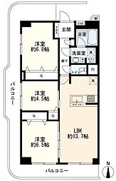 横浜大口ハウス 3LDKの間取図画像