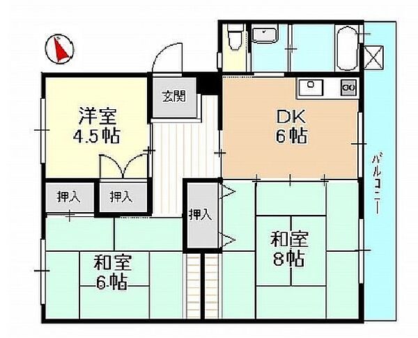 静岡県浜松市中央区佐鳴台4丁目(賃貸マンション3DK・3階・59.71㎡)の写真 その2