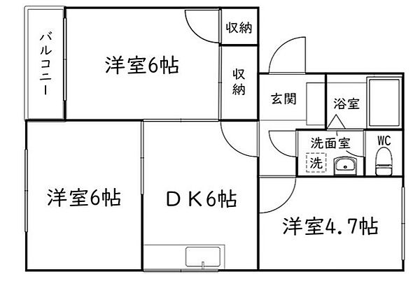 静岡県浜松市中央区南浅田1丁目(賃貸マンション3DK・1階・54.27㎡)の写真 その2