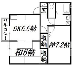 遠州鉄道 曳馬駅 徒歩10分の賃貸アパート 2階2DKの間取り