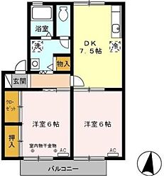 エストハウスB 2DKの間取図画像