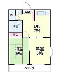 コーポ上浅田 2DKの間取図画像
