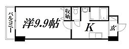 セントラルコート21 1Kの間取図画像