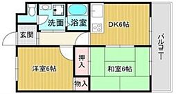 ラフォーレ円山3 2DKの間取図画像
