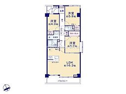グラン・ドムール五反野 3LDKの間取図画像