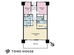 リバーウエストB館 2LDKの間取図画像