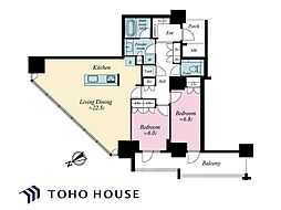 ビーコンタワーレジデンス 2LDKの間取図画像