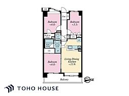 コスモ西大島グランステージ東棟 3LDKの間取図画像