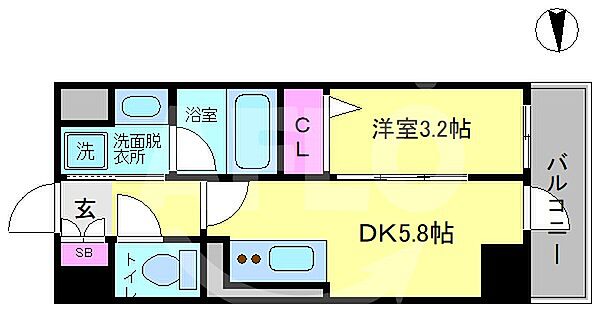 セルン新町 ｜大阪府大阪市西区新町4丁目(賃貸マンション1DK・7階・26.36㎡)の写真 その2