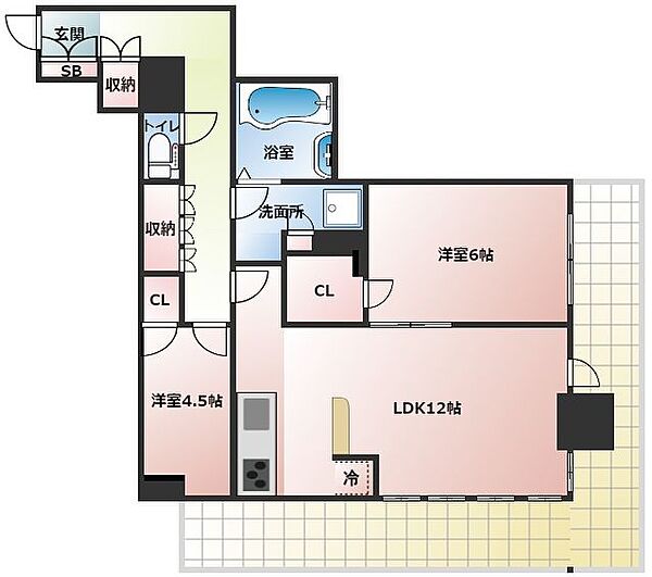 ローレルタワー堺筋本町 2002｜大阪府大阪市中央区久太郎町2丁目(賃貸マンション2LDK・20階・63.52㎡)の写真 その2